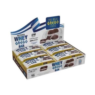 Imagem de Whey Grego Bar Caixa Com 12 Unidades 480g Sabor Brigadeiro - NUTRATA