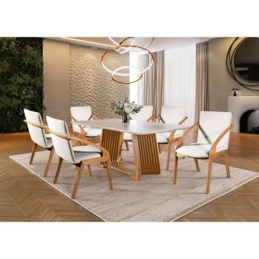 Imagem de Sala de Jantar Madeira Maciça 6 Cadeiras - Orquídea Harmonia