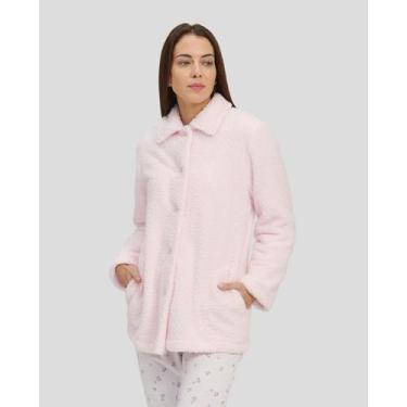 Imagem de Roupão Curto Feminino Felpudo com Botões Rosa Lohe, Rosa, P