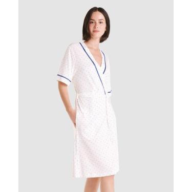 Imagem de Roupão Feminino Felpudo com Estampa de Topinhos Azul Marinho Lohe, Azu