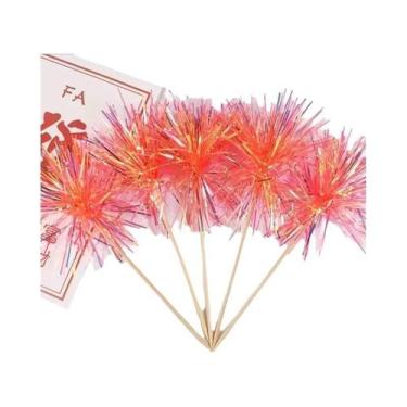 Imagem de Topo De Bolo Com Franjas De Glitter Colorido E Efeito De Fogos De Arti