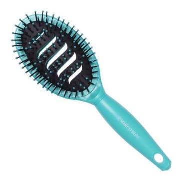 Imagem de Escova De Cabelo Oval Flexível Vazada Evita Mofo Marco Boni, Verde