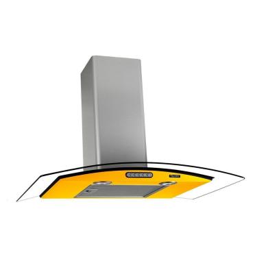 Imagem de Coifa de Parede Terim Vidro Curvo 75cm Duto Slim Amar C Inox com Exaustor Depurador Amarelo 220V