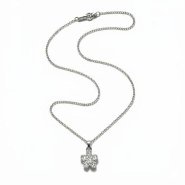 Imagem de Corrente Prata Feminina Exclusiva Pedras Flor Luxo Elegante Mulher Col