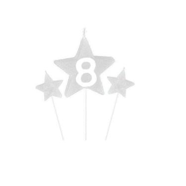 Imagem de Vela de Aniversário New Star Branca - Número 8 - Curifest