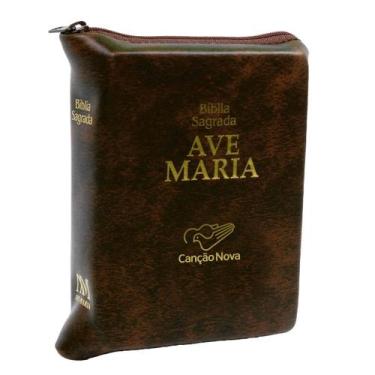 Imagem de Livro Bíblia Ave Maria Média com Zíper - Marrom