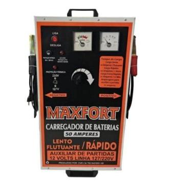 Imagem de Carregador de bateria 50a bivolt 110/220v com auxiliar de partidas com
