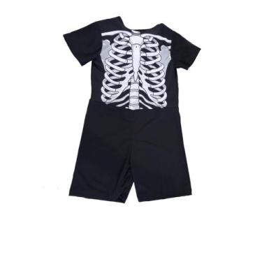 Imagem de Fantasia Macacão Infantil Menino Esqueleto Halloween Festa - Belos e B