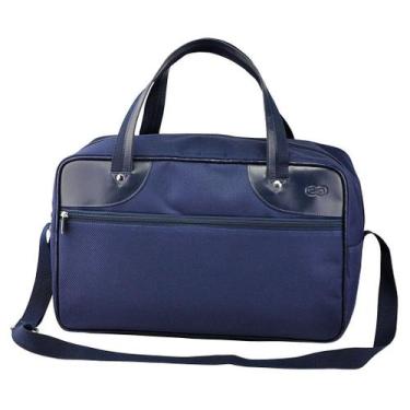 Imagem de Bolsa / Mala de Viagem BÉRGAMO em Nylon com Couro Galvani, Azul