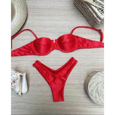 Imagem de biquini canelado meia taça com bojo - scarlet beachwear, P