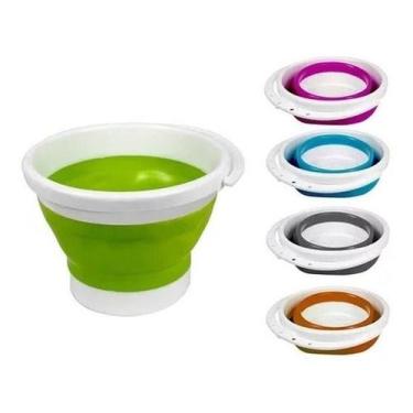 Imagem de Balde Retrátil com Alça Silicone Flexível 10 Litros Limpeza - Casaleo
