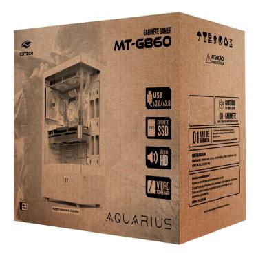 Imagem de Gabinete Gamer Aquarius MT-G860WH Mid Tower ATX Aco Vidro Frontal e Lateral Branco C3tech