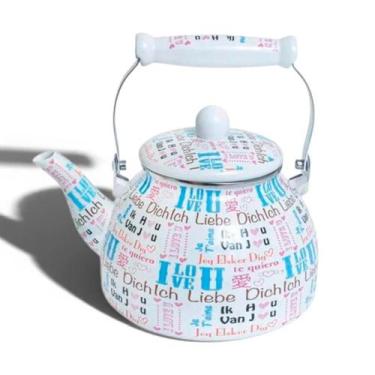 Imagem de Chaleira esmaltada charm love 2,5l para fogão com aquecimento uniforme