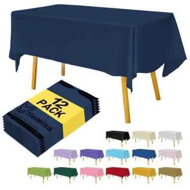 Imagem de Toalha de Mesa Descartável Hereisa Kit com 12 Unidades 137 x 274 cm Az