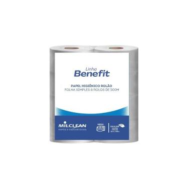 Imagem de Papel Higienico HB500 Rolo Benefit Folha Simples 8X500 Metros Milclean
