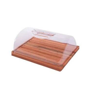 Imagem de Porta Pão Migalheira Essence para Pães Madeira e Acrílico com Tampa Transparente Domama