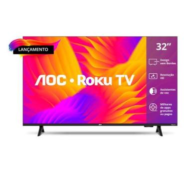 Imagem de Smart Tv 32 Aoc Dled Hd 32s5155/78g Roku Tv Com Comando de Voz Hdr 3 H