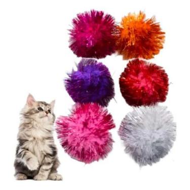 Imagem de Brinquedo Cat Gato Bolinha Fofuxa C/ 6 Unidades Jumpet Colorido