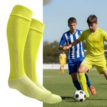 Imagem de Meião Futebol Juvenil 33 ao 37 Amarelo Neon Cano Alto Esporte Solado A