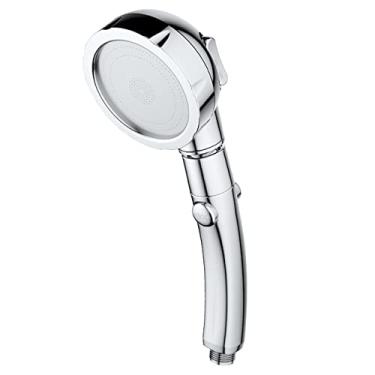 Imagem de Chuveiro de alta pressão em 360 graus girando em 3 modos de chuva poderoso spray de aumento de chuveiro de mão com botão de parada, prata