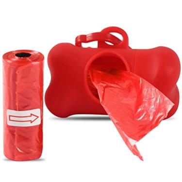 Imagem de Porta 30 Saquinhos Cata Caca Lixo Pet Com 2 Rolinhos Dispenser Formato de Osso Cachorro Gatos