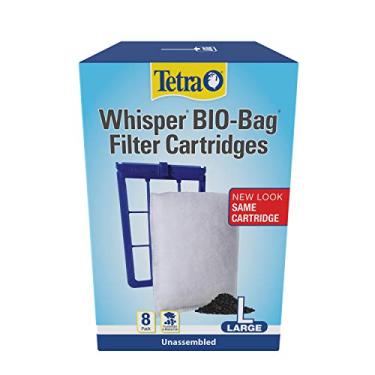 Imagem de Tetra Whisper — Cartuchos de aquário com filtro bio-bag, filtro grande para peixes de água doce e marinhos, remove odores e descoloração, fácil de montar, 8 filtros azuis grandes