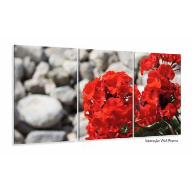 Imagem de Quadros Decorativos Flores Vermelha Sala Em Tecido120x60 3