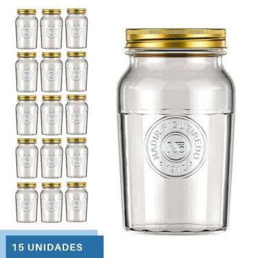 Imagem de 15 Pote Americano Mantimento Café Vidro Vintage 1,5L Nadir