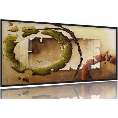 Imagem de Quadros Decorativos Pintura Abstrato Sala Escritório 130x60 Moldura Preta 2x2