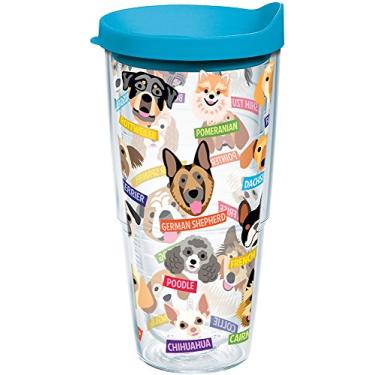 Imagem de Tervis Copo de viagem Flat Art Dogs Made in USA de parede dupla com isolamento térmico mantém as bebidas frias e quentes, 680 g, clássico