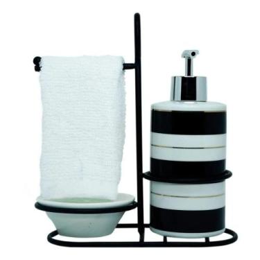 Imagem de Kit Para Banheiro De Porcelana - 4Pçs - Listrado - Am1350 - Amigold