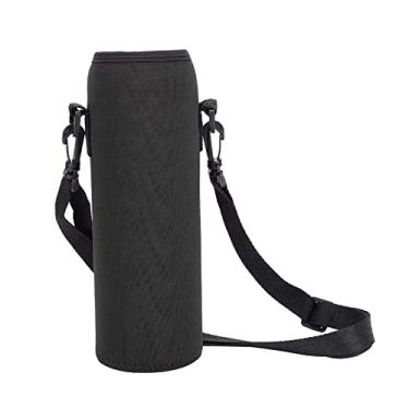 Imagem de Bolsa de suporte térmico para garrafa de água para esportes ao ar livre,capa de neoprene à prova de escaldadura com alça removível e fivela embutida, 3,15 x 9,45 polegadas(BLACK)