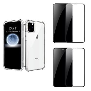 Imagem de Kit Capa Antishock + 2X Película Vidro 3D Compatível iPhone 11 Pro Max 6.5"