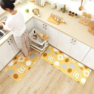 Imagem de Tapete de cozinha (1 peça), tapete de cozinha acolchoado antifadiga, tapetes e tapetes de cozinha à prova de manchas, lavável, conjunto de tapetes de cozinha de espuma de memória, para cozinha, escritório 60 x 89 cm