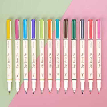 Imagem de WRITECH Canetas marcadoras de ponta de pincel: marcadores de artista, ponta flexível, à base de água, 12 quilates, cores sortidas, para diário, adulto, letras à mão, caligrafia, desenho, cores