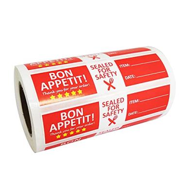 Imagem de Adesivo de entrega de comida Bon Appetit, etiquetas antiadulteração, adesivos de segurança alimentar para frescura, 10 x 2 polegadas, 500 peças