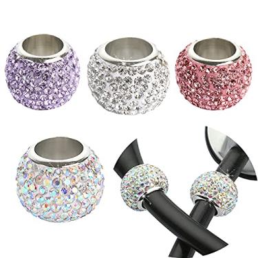 Imagem de WedFeir 4 peças de pingentes de estetoscópio de cristal brilhante, berloques charmosos, etiquetas de identificação de estetoscópio redondas para acessório de enfermeira, veterinário de enfermeira