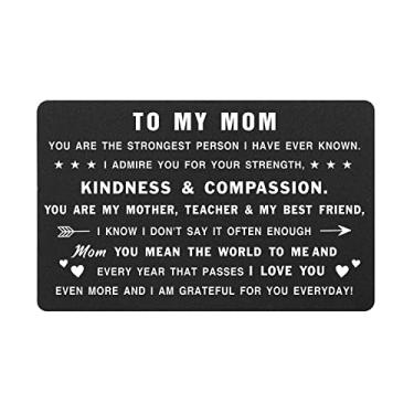 Imagem de Cartão de carteira para mãe, presentes de filho, agradecimento para mãe presente de filha, cartão de carteira de metal gravado para mãe, You are The Strongest Person I Have Know