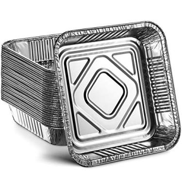 Imagem de Formas de assadeira quadradas de alumínio descartáveis de 22,86 cm da MontoPack | Lata para assadeira de bolo de 22,86 cm x 22,86 cm para grelhar, forno de tosta, preparação de refeições, assar, tirar | Perfeita para bandejas de brownie e lasanha, fabricada nos EUA, pacote com 20