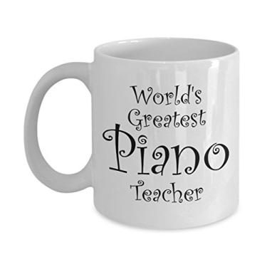Imagem de Caneca de presente de professor de piano – homens, mulheres, colegas de trabalho – canecas de café são os melhores presentes para professores de piano – perfeita para ideia de presente de fim de ano, Natal, aposentadoria – 325 ml