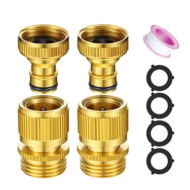 Imagem de LUEXBOX Conexão rápida da mangueira, conectores adaptador de plugue de mangueiras de água macho e fêmea, acessórios de acoplador de mangueira de latão de jardim podem conectar rapidamente (2 peças)