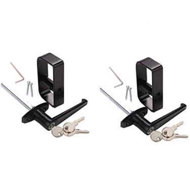 Imagem de StartFine 2 kits – Alça em L para porta com trava de porta de 4 1/2" com 6 chaves e 4 parafusos, casinha de brinquedo de celeiro e cadeado de porta de galinheiro 2 kits