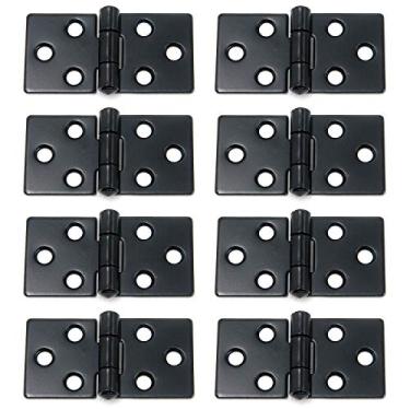 Imagem de Dobradiças de porta de ferro da Mironey, dobradiças de bumbum, 7,6 x 3,8 cm, dobradiças de armário de porta, dobradiças de canto quadrado e dobradiças de 6 furos, dobradiça de porta preta, pacote com 8