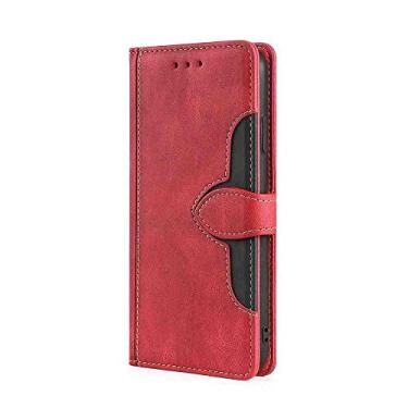 Imagem de DIIGON Capa de telefone tipo carteira para Samsung Galaxy J7 Prime, capa fina de couro PU premium para Galaxy J7 Prime, anti-sujeira, vermelho