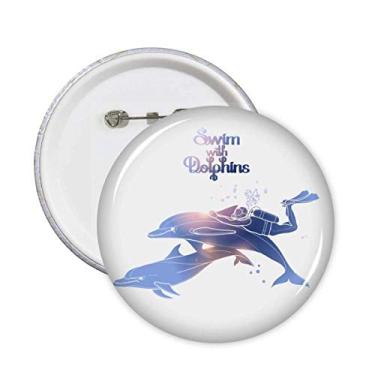 Imagem de Decoração de broche com golfinhos e emblemas redondos para decoração 5 peças