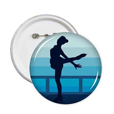 Imagem de Broche de ilustração de esporte de inverno feminino patinação emblema de botão decoração 5 peças