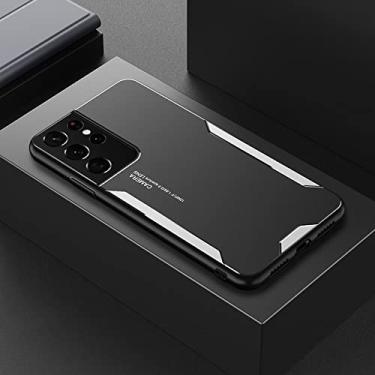 Imagem de Capa de metal de alumínio de luxo para Samsung Galaxy S22 S21 S20 FE Ultra S8 S9 S10 Note 20 10 Plus A52 A72 A32 Capa de Silicone, Prata, para s8