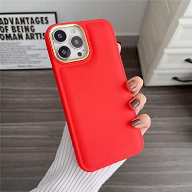 Imagem de MOESOE Capa compatível com iPhone 12 Pro MAX, linda capa de telefone de borracha de silicone 3D de cor sólida, fina, fina, fina, fina, fina, protetora, bumper com aderência para mulheres e meninas - vermelha