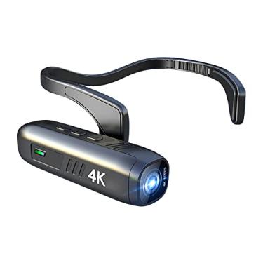 Imagem de Câmera montada na cabeça 4K 30FPS Câmera de vídeo WiFi portátil Camcorder Webcam Lente grande angular de 120° Anti-vibração Bateria embutida Controle de aplicativo para gravação de vídeo de vlog