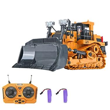 Imagem de LAURAG Escavadeira de Controle Remoto Bulldozer RC 1/24 2.4Ghz 9Ch RC Caminhão de Construção Veículos de Engenharia Brinquedos Educativos Para Crianças com Música Leve 2 Baterias RC Bulldozer
